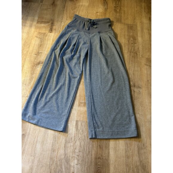 Wide Leg Lounge Pants Women’s Small Dark Grey High Waist Pleated - Picture 2 of 9